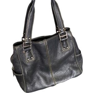 Fossil Black Pebbled Satchel